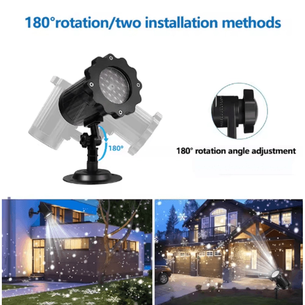 Outdoor Snowflake LED Projector Light With Remote Christmas Holiday Projection Decor 2
