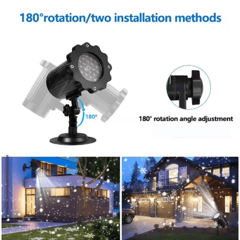 Outdoor Snowflake LED Projector Light With Remote Christmas Holiday Projection Decor 2