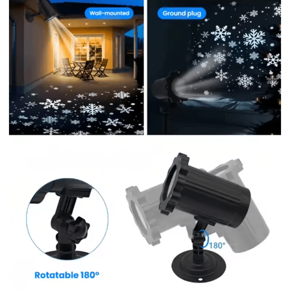 Outdoor Snowflake LED Projector Light With Remote Christmas Holiday Projection Decor 3