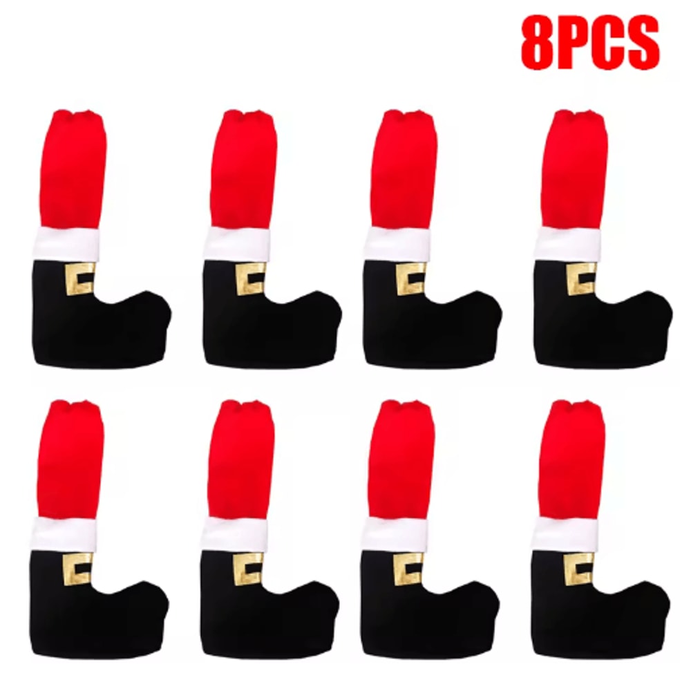 Festive Christmas Chair Leg Covers Santa Chair Leg Socks For Holiday Table Dining Decor 1