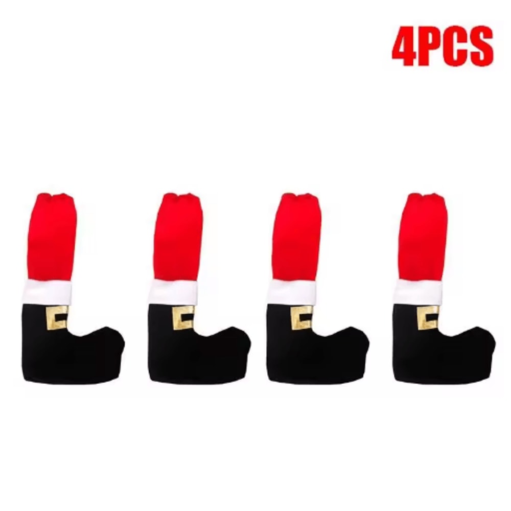 Festive Christmas Chair Leg Covers Santa Chair Leg Socks For Holiday Table Dining Decor 2