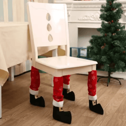 festive christmas chair leg covers – santa chair leg socks for holiday table & dining decor