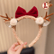 Cute Christmas Antler Headband With Bow Festive Reindeer Hair Accessory For Girls 3