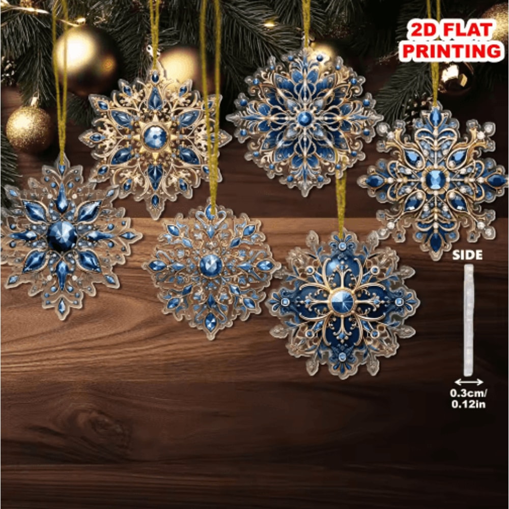 6Piece Snowflake Christmas Ornaments Acrylic Tree Hanging Decorations 1
