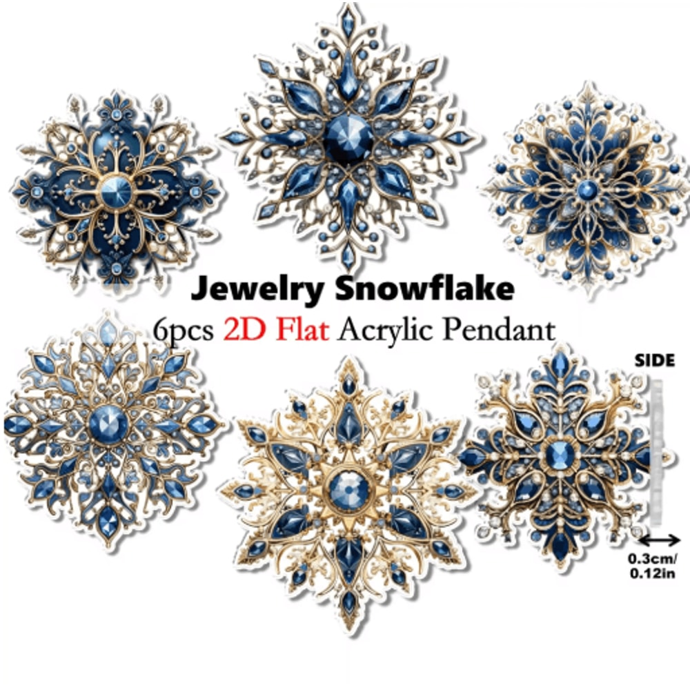 6Piece Snowflake Christmas Ornaments Acrylic Tree Hanging Decorations 3