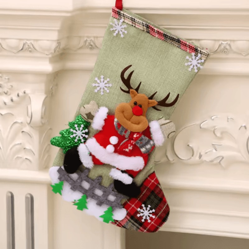 Mini Christmas Stocking Ornament Cute Holiday Candy Bag Tree Decoration 4