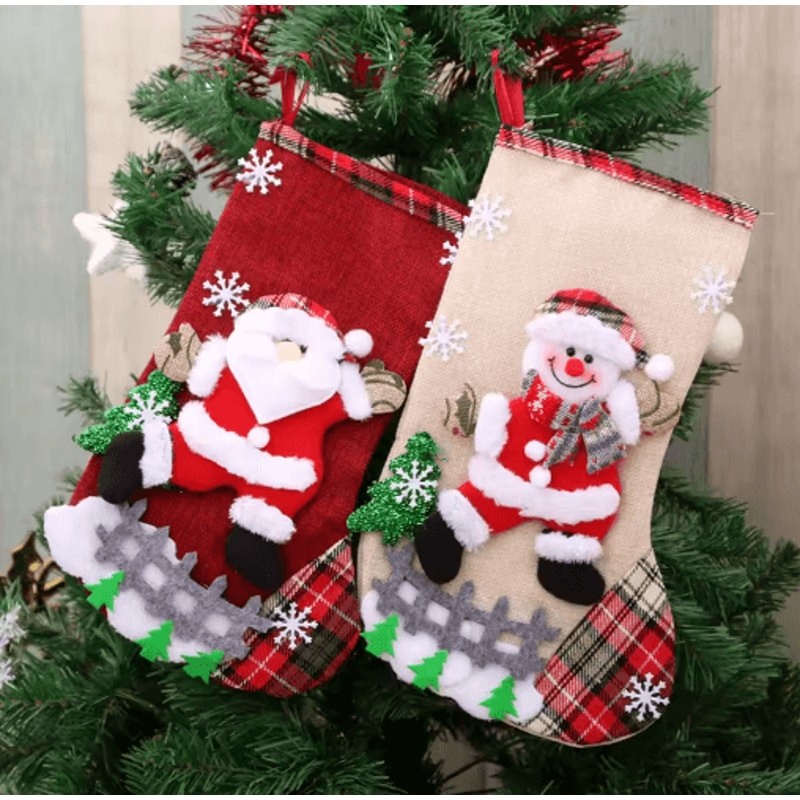 Mini Christmas Stocking Ornament Cute Holiday Candy Bag Tree Decoration 7