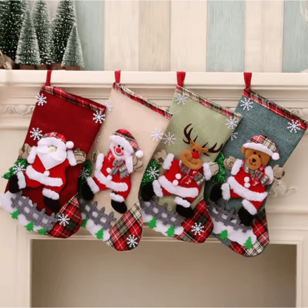 Mini Christmas Stocking Ornament Cute Holiday Candy Bag Tree Decoration 0