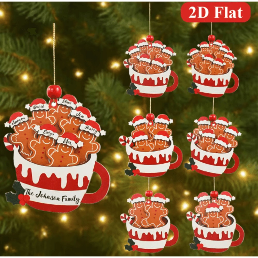 Cute Gingerbread Man Christmas Ornament Wooden Holiday Tree Pendant Decoration 0