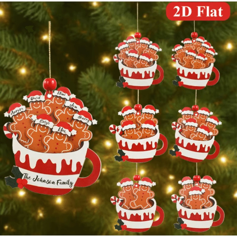 Cute Gingerbread Man Christmas Ornament Wooden Holiday Tree Pendant Decoration 0