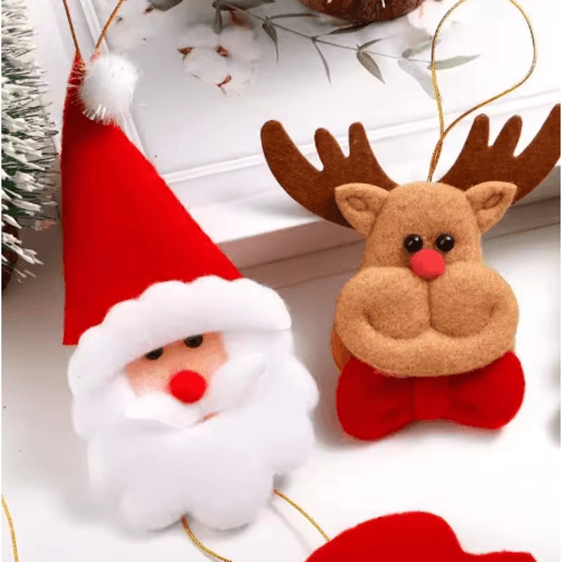 6Piece Plush Christmas Tree Ornaments Set Cute Santa Holiday Hanging Decorations 3