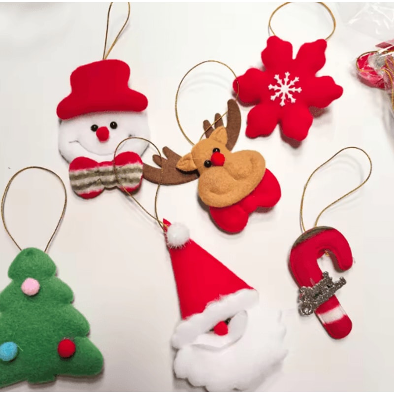 6Piece Plush Christmas Tree Ornaments Set Cute Santa Holiday Hanging Decorations 4