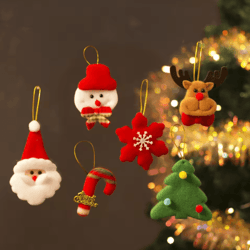 6-piece plush christmas tree ornaments set – cute santa & holiday hanging decorations