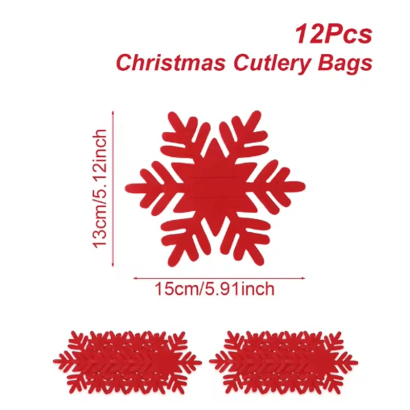 12Piece Christmas Cutlery Holders Festive Felt Utensil Pockets For Holiday Table Decor 1