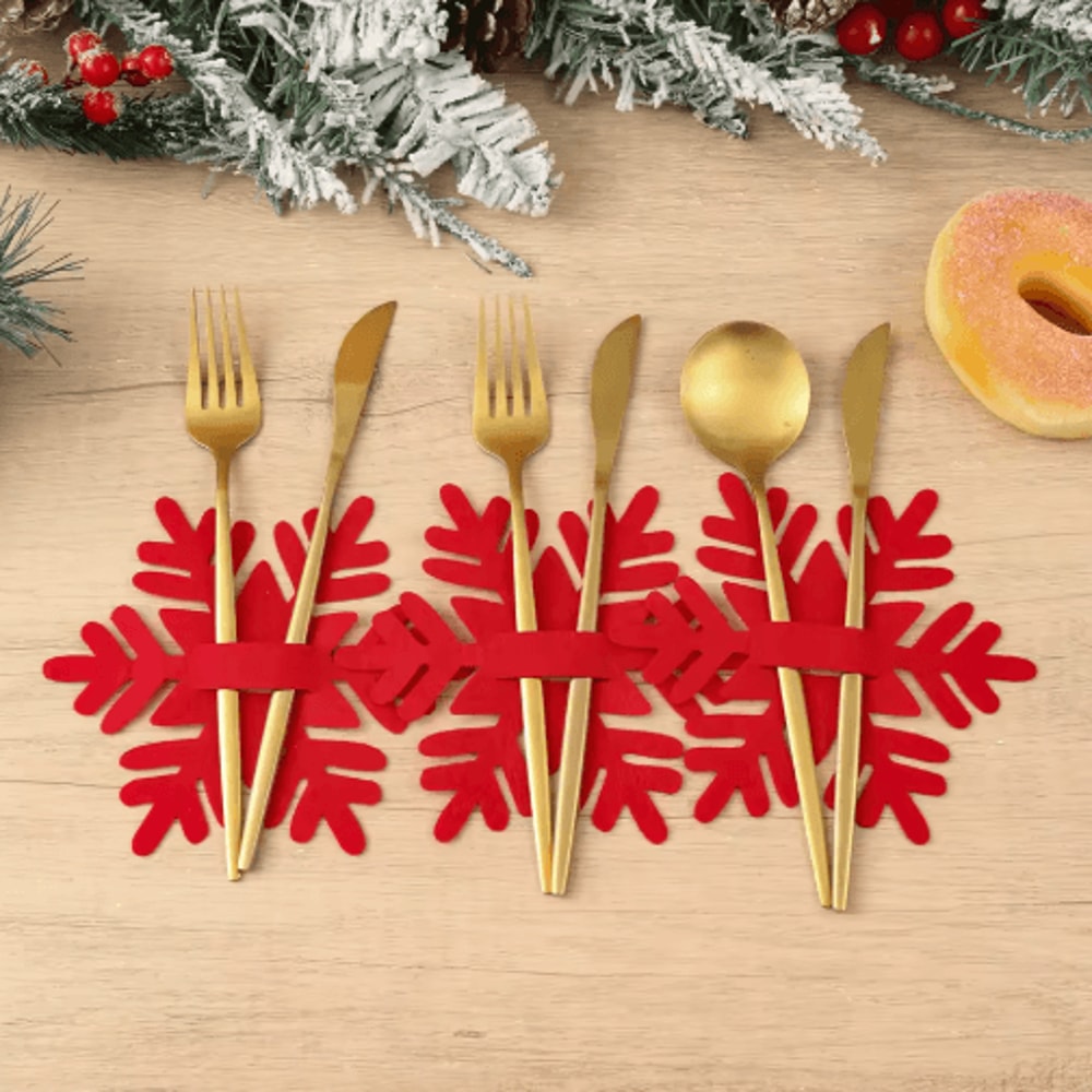12Piece Christmas Cutlery Holders Festive Felt Utensil Pockets For Holiday Table Decor 3