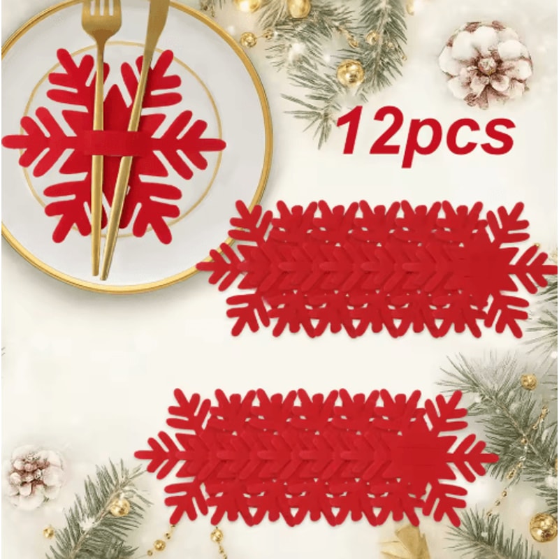 12Piece Christmas Cutlery Holders Festive Felt Utensil Pockets For Holiday Table Decor 6