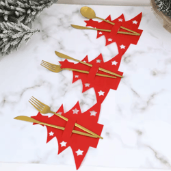 12-piece christmas cutlery holders – festive felt utensil pockets for holiday table decor