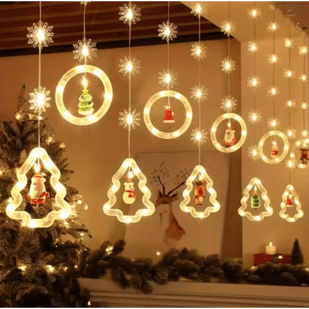 Festive Santa Curtain Lights With Remote LED Christmas Window Decoration 1