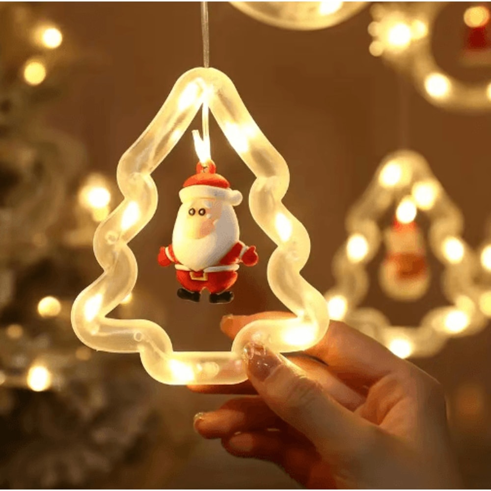 Festive Santa Curtain Lights With Remote LED Christmas Window Decoration 4