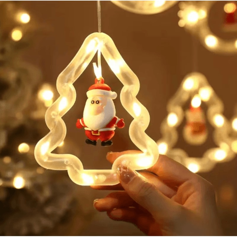 Festive Santa Curtain Lights With Remote LED Christmas Window Decoration 4