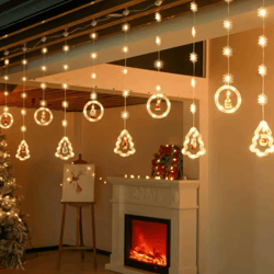 festive santa curtain lights with remote – led christmas window decoration