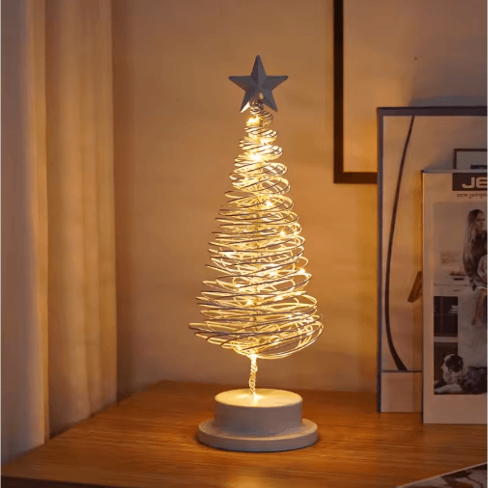 Elegant Wrought Iron Christmas Tree Modern Desktop Holiday Decoration 2