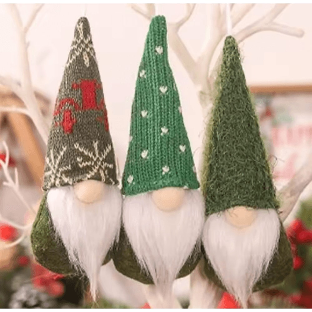 3Piece Christmas Gnome Ornaments Cute Santa Hanging Holiday Decorations 1