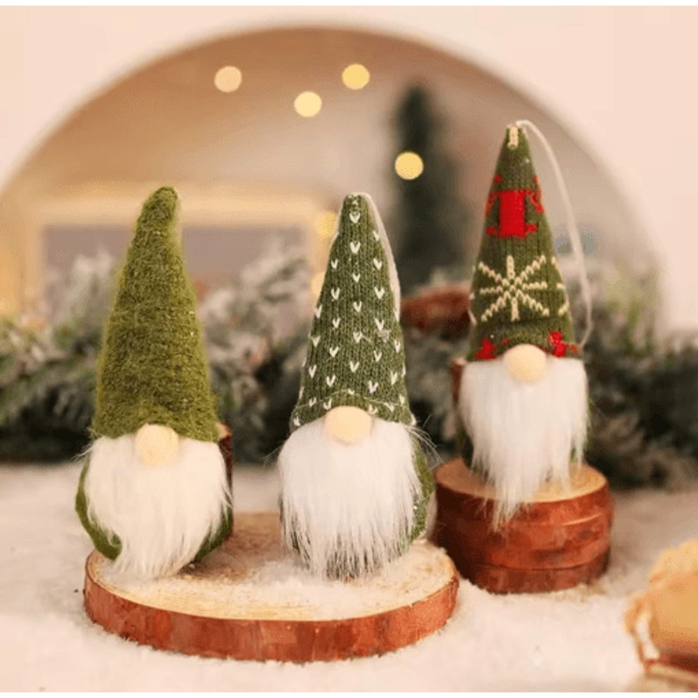 3Piece Christmas Gnome Ornaments Cute Santa Hanging Holiday Decorations 2