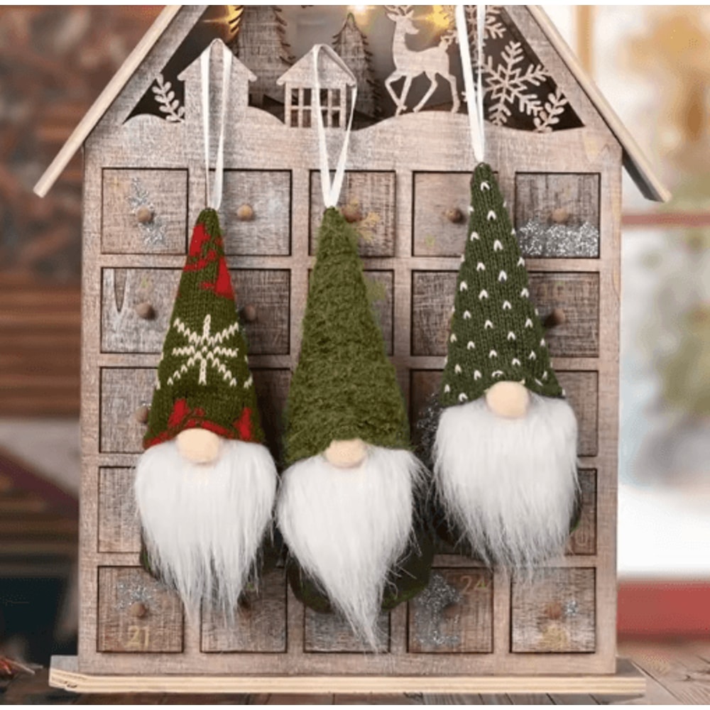 3Piece Christmas Gnome Ornaments Cute Santa Hanging Holiday Decorations 3