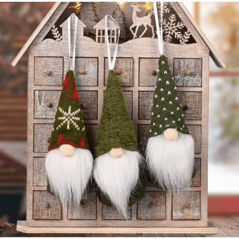 3Piece Christmas Gnome Ornaments Cute Santa Hanging Holiday Decorations 3