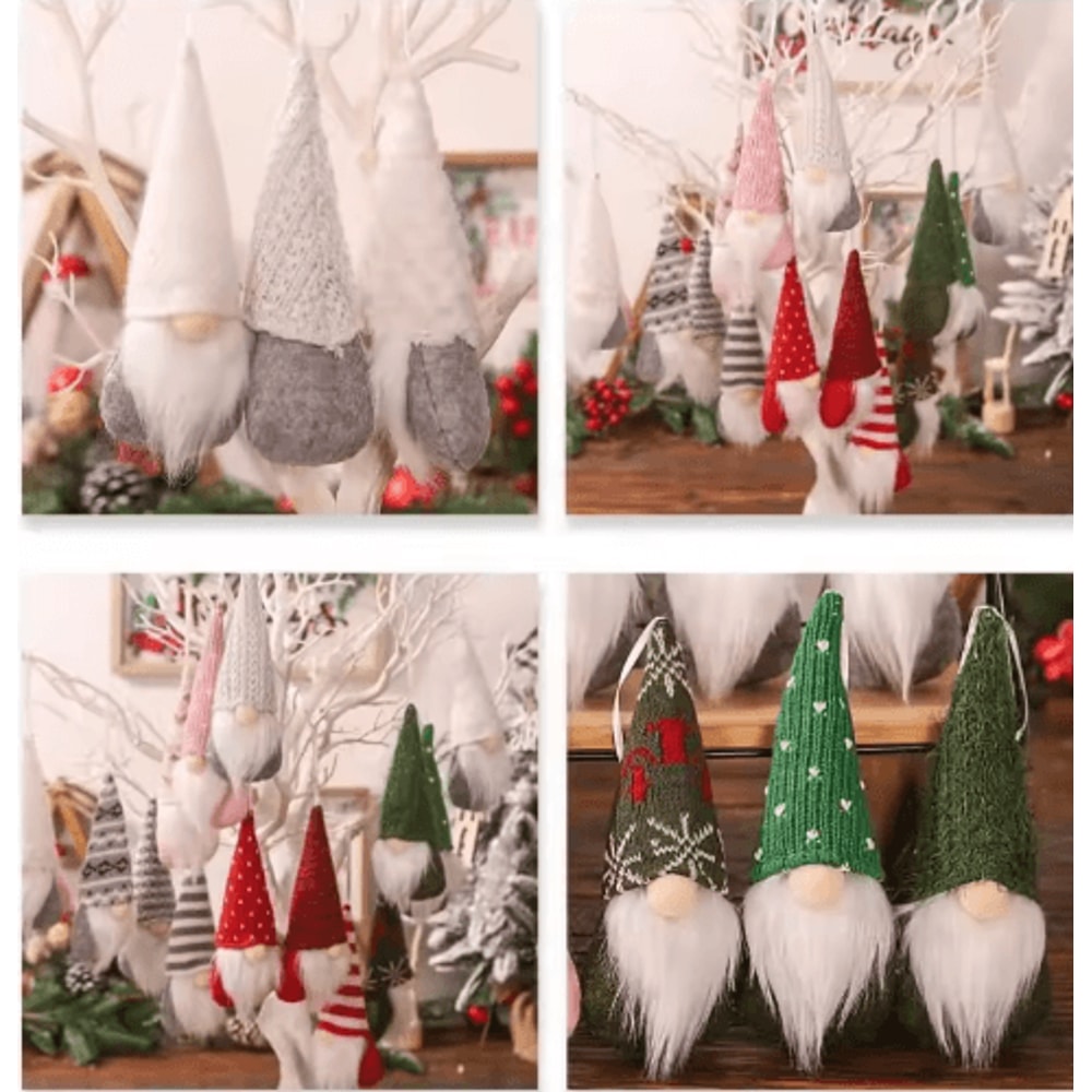 3Piece Christmas Gnome Ornaments Cute Santa Hanging Holiday Decorations 4