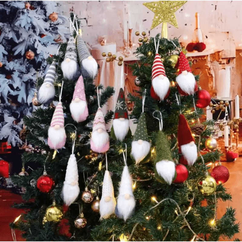 3Piece Christmas Gnome Ornaments Cute Santa Hanging Holiday Decorations 0