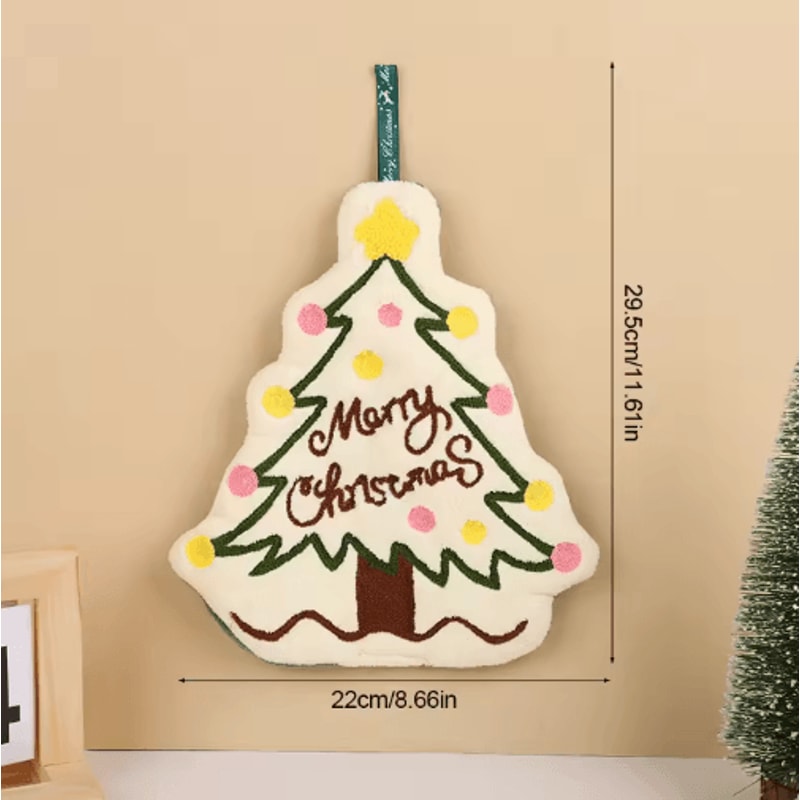 Festive Christmas Hand Towel Cute Gingerbread Man Snowman Holiday Towel 2