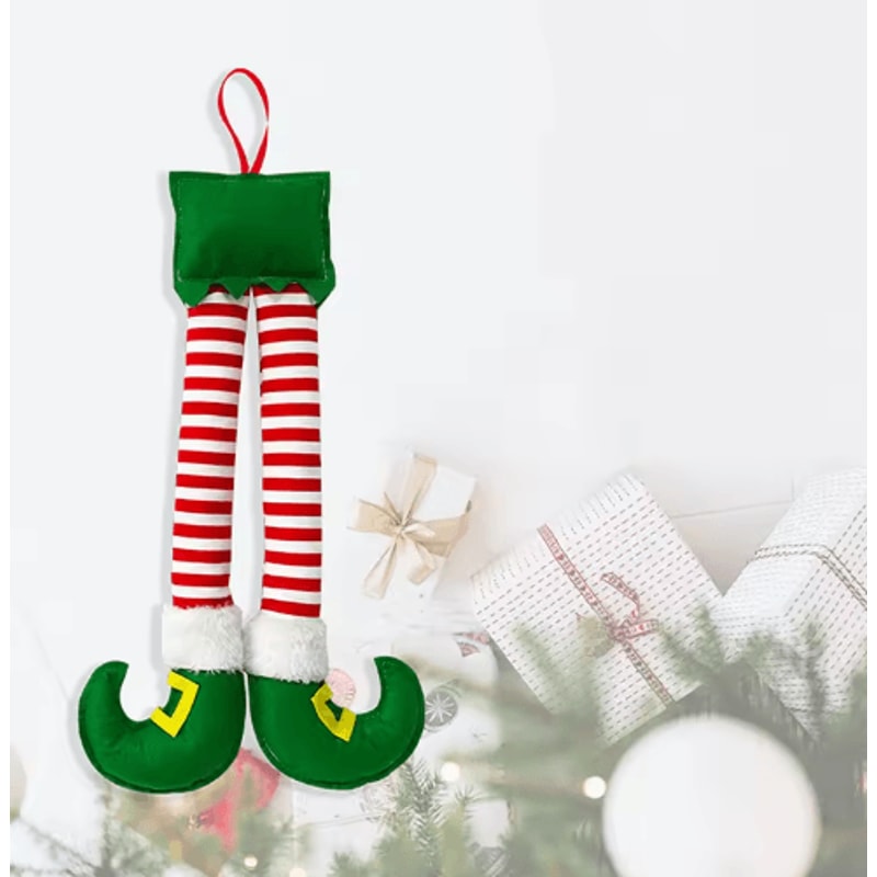 Funny Elf Leg Christmas Ornament Striped Elf Legs Hanging Holiday Decoration 1