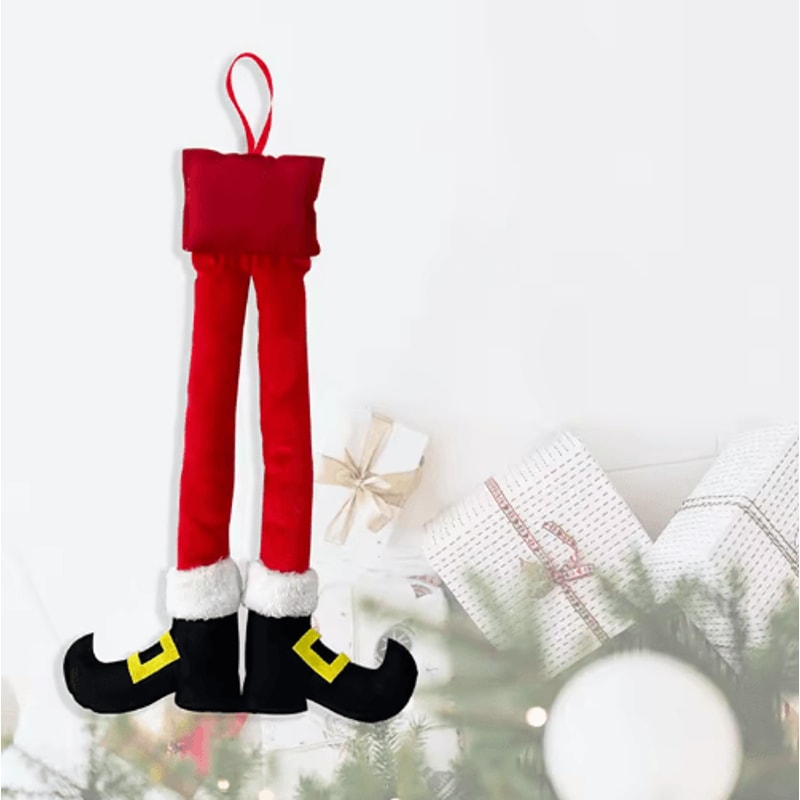 Funny Elf Leg Christmas Ornament Striped Elf Legs Hanging Holiday Decoration 2