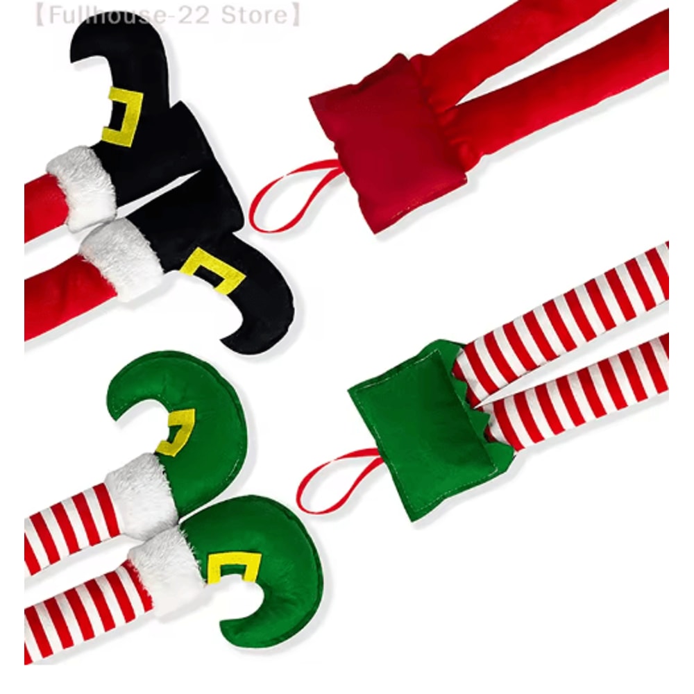 Funny Elf Leg Christmas Ornament Striped Elf Legs Hanging Holiday Decoration 4