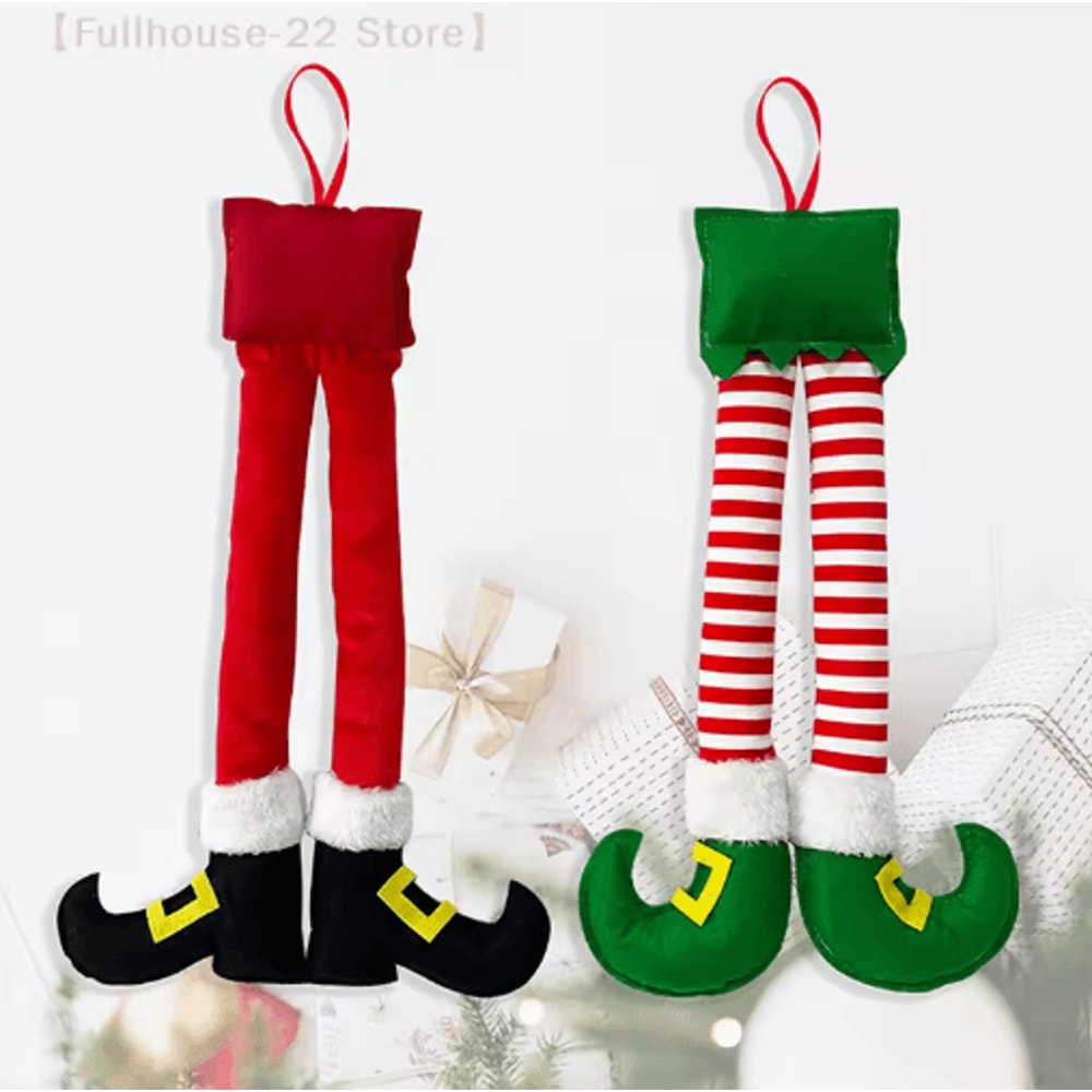 Funny Elf Leg Christmas Ornament Striped Elf Legs Hanging Holiday Decoration 5