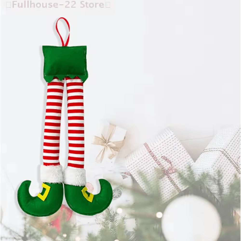 Funny Elf Leg Christmas Ornament Striped Elf Legs Hanging Holiday Decoration 6