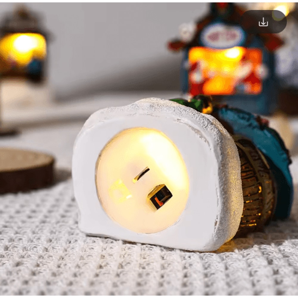 Festive LED Christmas Village Decoration Santa Claus House Resin Desktop Ornament 4