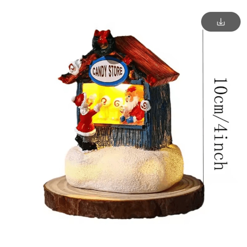 Festive LED Christmas Village Decoration Santa Claus House Resin Desktop Ornament 5