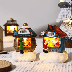 festive led christmas village decoration – santa claus house resin desktop ornament