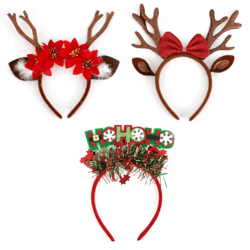 cute christmas antler headband – reindeer holiday hair accessory for women