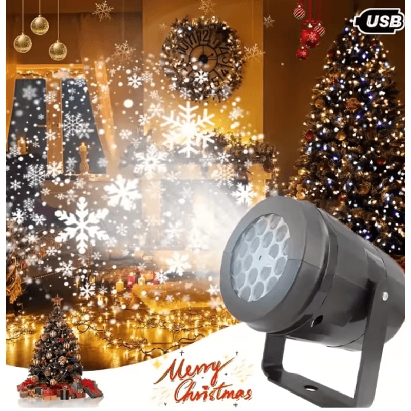 LED Snowflake Projector Light USB Christmas Holiday Projection Lamp 2
