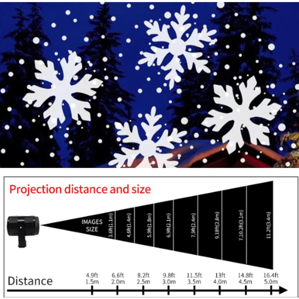 LED Snowflake Projector Light USB Christmas Holiday Projection Lamp 6