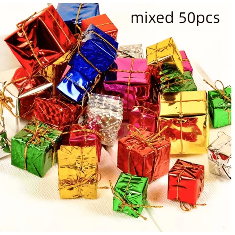 50Piece Mini Christmas Gift Box Ornaments Colorful Tree Party Decorations 4