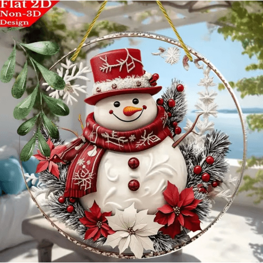Festive Snowman Christmas Door Sign Acrylic Winter Hanging Decoration 0