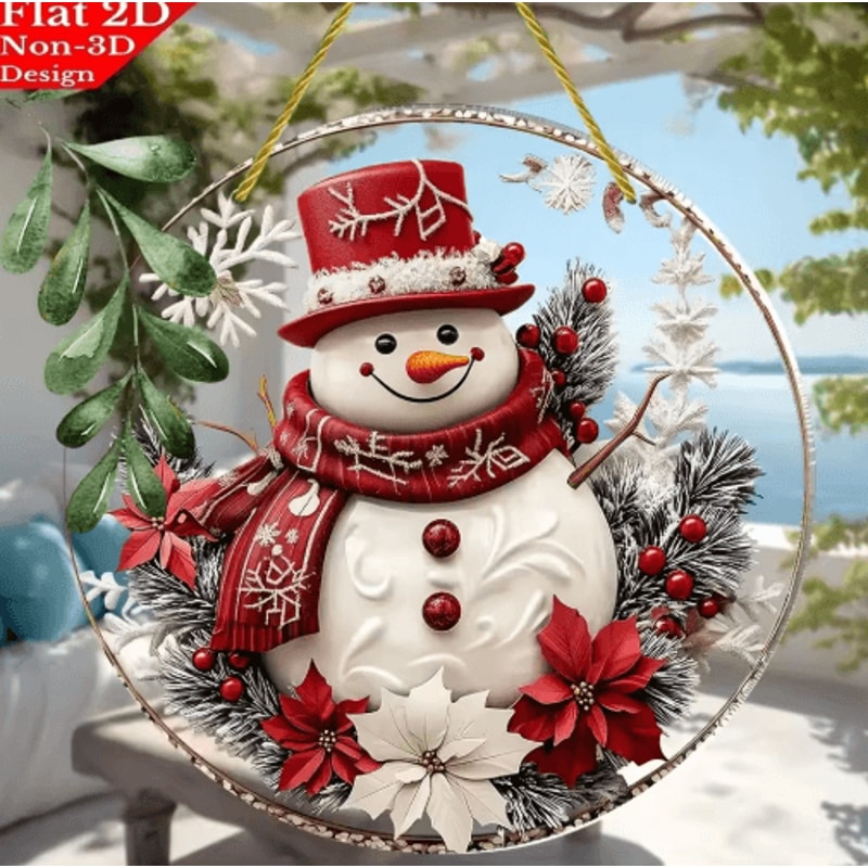 Festive Snowman Christmas Door Sign Acrylic Winter Hanging Decoration 0