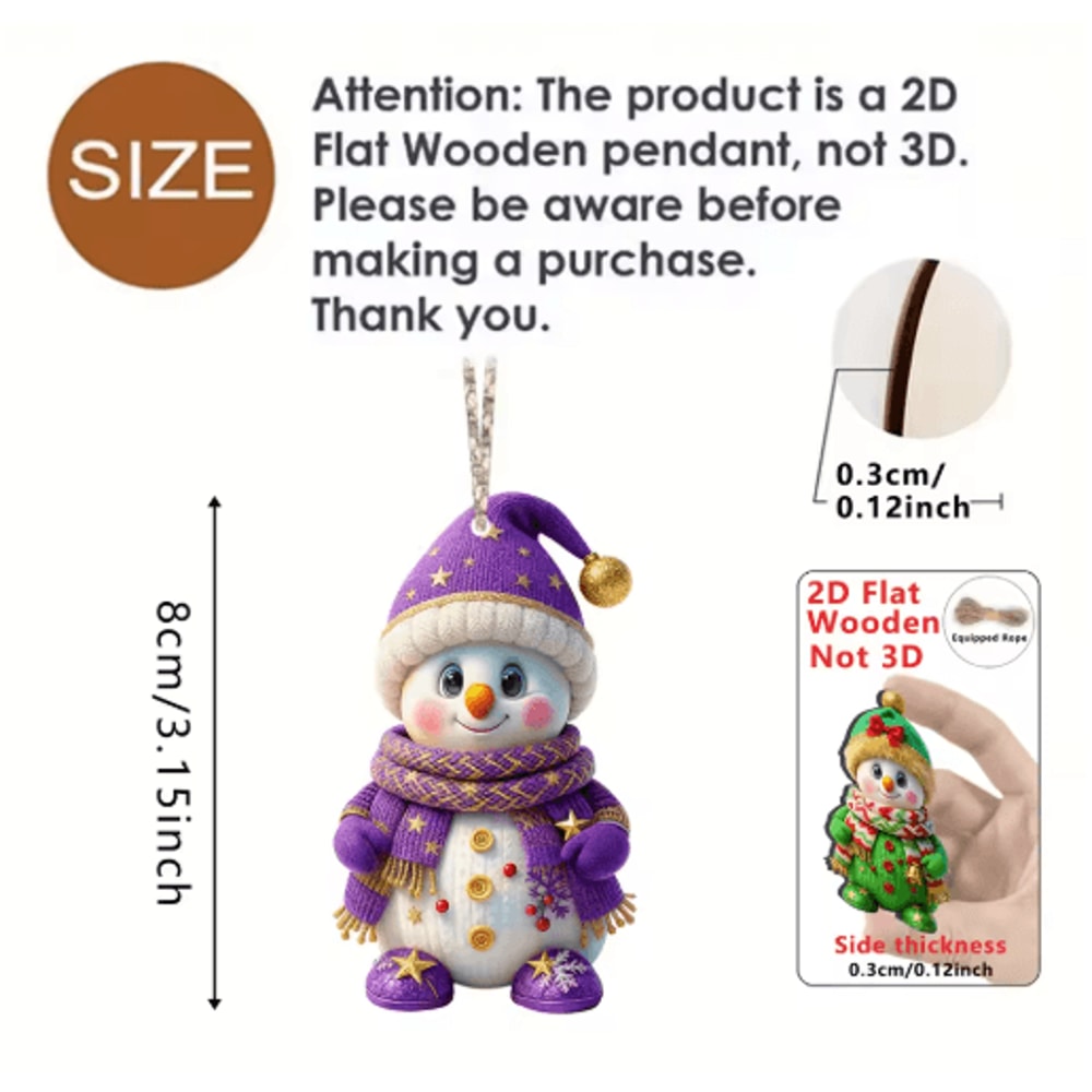 16Piece Snowman Christmas Ornaments Cute Wooden Tree Hanging Decorations 4