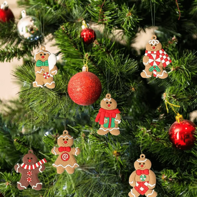 12Piece Gingerbread Man Christmas Ornaments Cute Tree Hanging Decorations 4