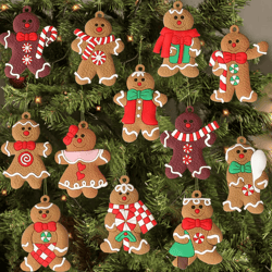 12-piece gingerbread man christmas ornaments cute tree hanging decorations